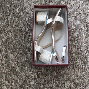 Silver rhinestone wedges